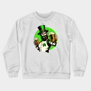 St. Patrick's Day Celebrations with a Beer Loving Bearded Guy in a Hat Crewneck Sweatshirt